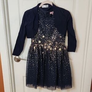 Girls' Navy Starry Dress with Bolero